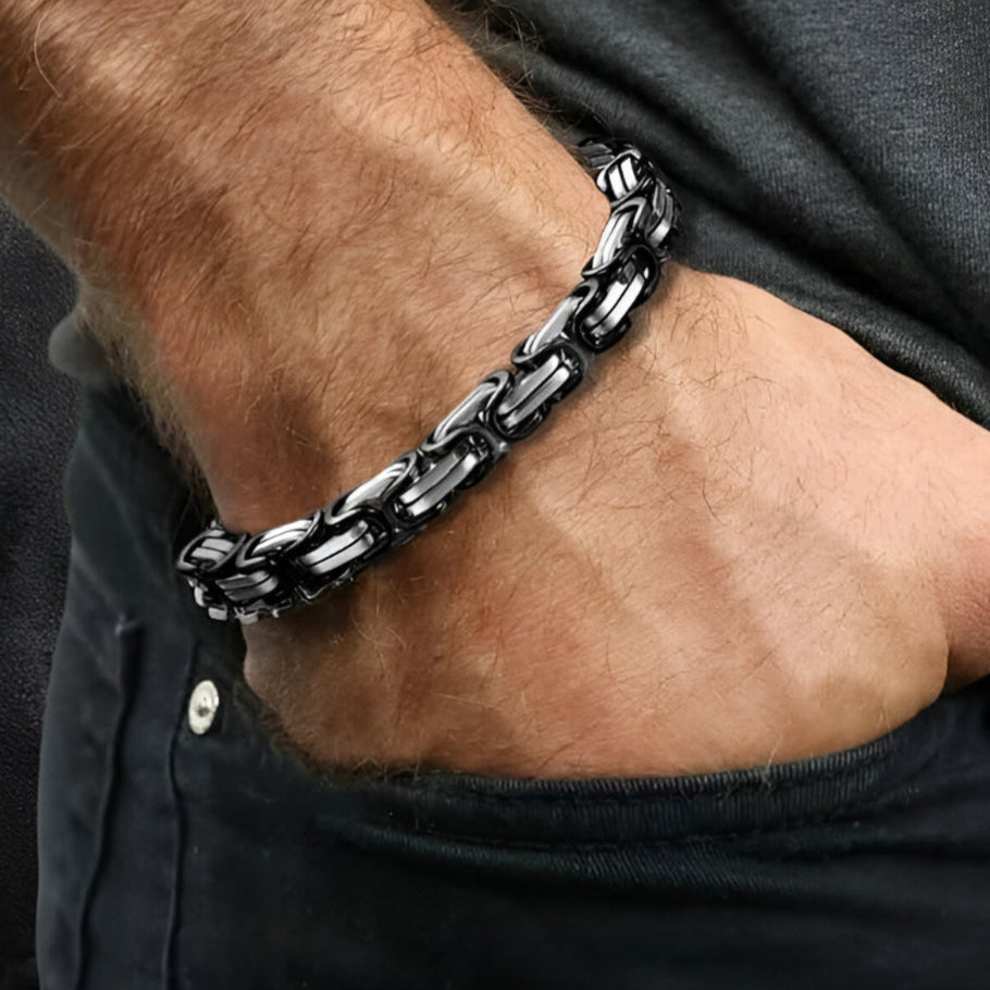 Zenith Byzantine Chain Bracelet- Black & Silver